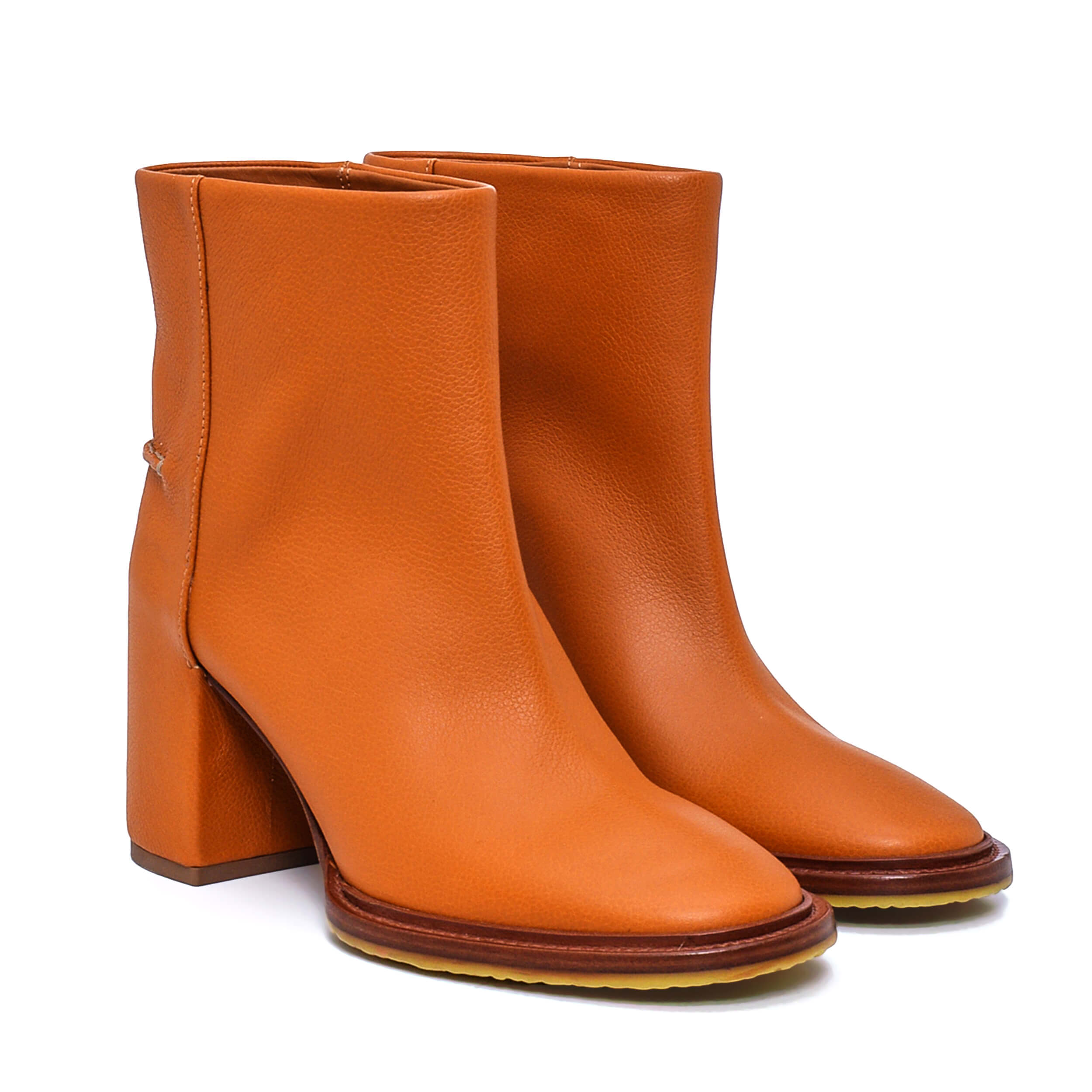 Chloe - Tabac Grained Leather Ankle Boots / 38